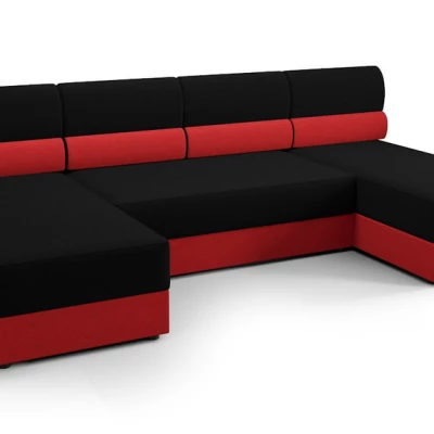 Couchgarnitur in U-Form OPHELIA – Schwarz/Rot