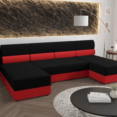 Couchgarnitur in U-Form OPHELIA – Schwarz/Rot