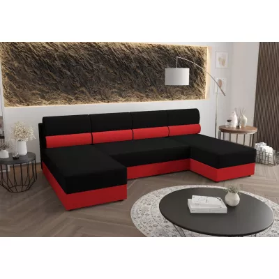 Couchgarnitur in U-Form OPHELIA – Schwarz/Rot