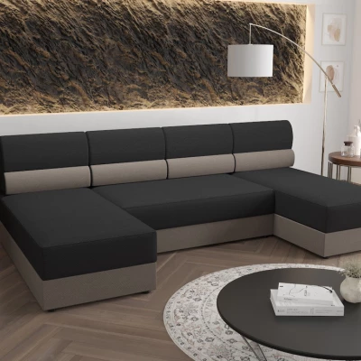 Couchgarnitur in U-Form OPHELIA – Dunkelgrau/Hellbraun