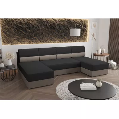 Couchgarnitur in U-Form OPHELIA – Dunkelgrau/Hellbraun