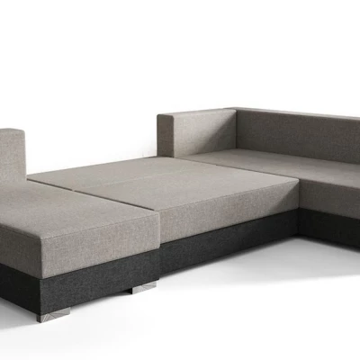 U-förmige Couchgarnitur VANITA – linke Ausführung, Beige/Braun