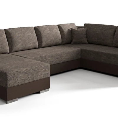 U-förmige Couchgarnitur VANITA – linke Ausführung, Beige/Braun