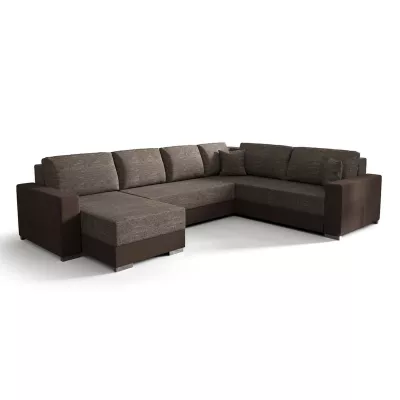 U-förmige Couchgarnitur VANITA – linke Ausführung, Beige/Braun