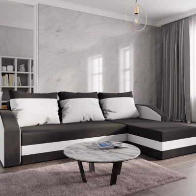 Ecksofa CHIARA – Schwarz/Weiß