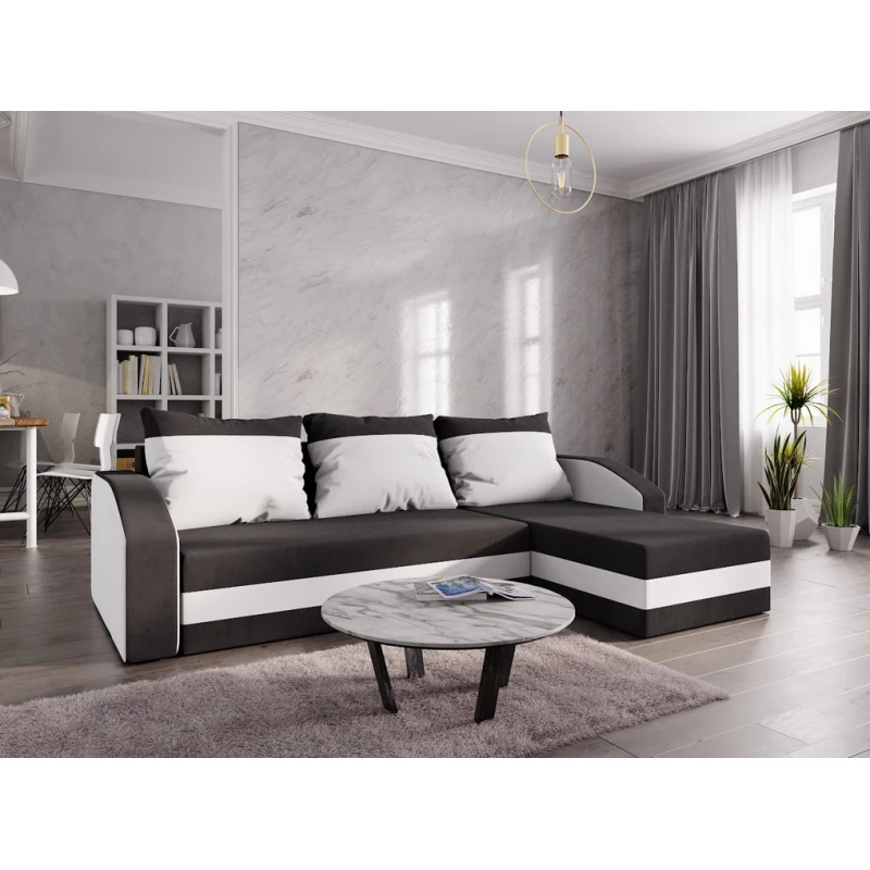 Ecksofa CHIARA – Schwarz/Weiß