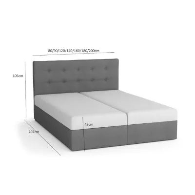 Boxspringbett mit Stauraum WALLY COMFORT – 200x200, Dunkelgrau