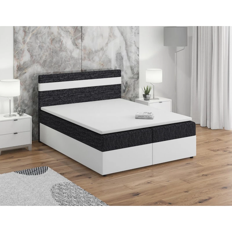 Boxspringbett mit Stauraum SISI COMFORT – 160x200, Schwarz / Weiß