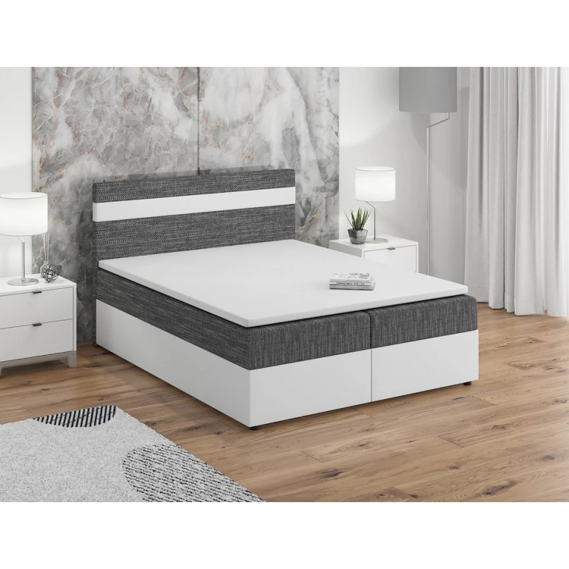 Boxspringbett mit Stauraum SISI COMFORT – 200x200, Grau / Weiß