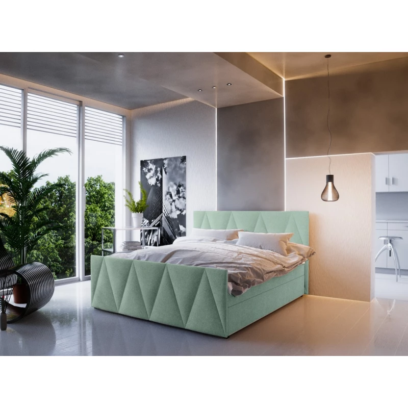 Boxspring-Doppelbett VASILISA COMFORT 3 – 200x200, Hellgrün