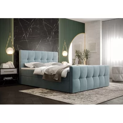 Boxspringbett mit Stauraum ELIONE – 200x200, Graublau