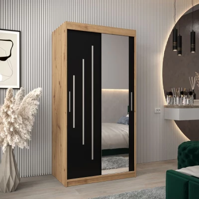EVA-Spiegelschrank – Breite 100 cm, Eiche handwerklich/schwarz