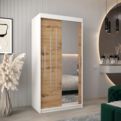 EVA-Spiegelschrank – Breite 100 cm, Weiß/Eiche (handwerklich)