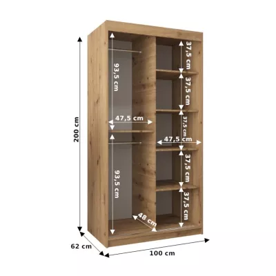 Kleiderschrank mit Spiegel aus EVA – Breite 100 cm, weiß