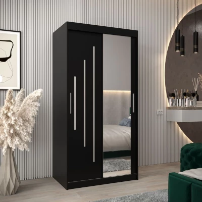 Kleiderschrank mit Spiegel aus EVA – Breite 100 cm, schwarz