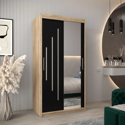 EVA-Spiegelschrank – Breite 100 cm, Sonoma-Eiche / Schwarz
