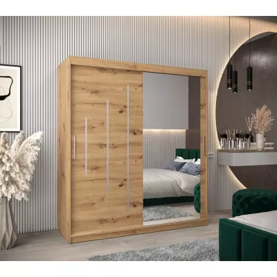 Kleiderschrank mit Spiegel LISA – Breite 180 cm, Eiche artisan