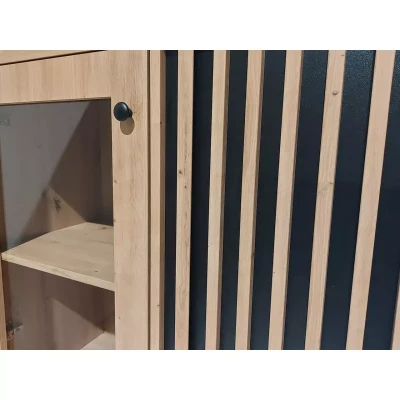 Niedriger Vitrinenschrank AIMY - Artisan Eiche