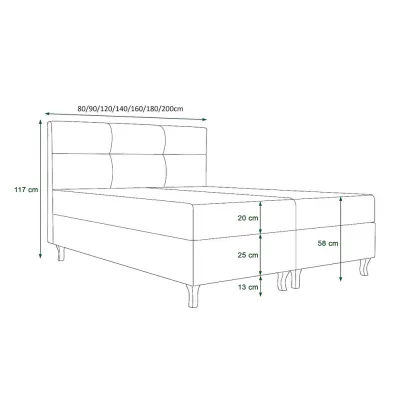 Boxspringbett mit Stauraum DORINA COMFORT – 200x200, Asche