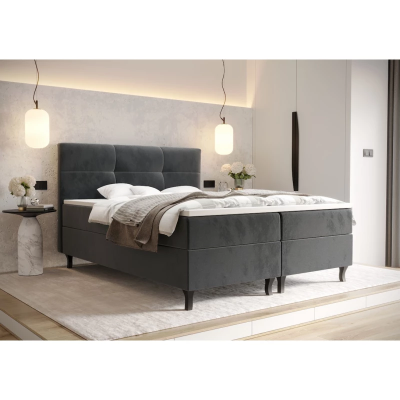 Boxspringbett mit Stauraum DORINA COMFORT – 200x200, Asche