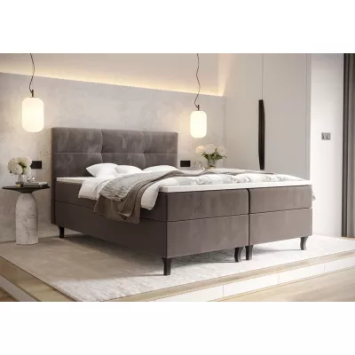 Boxspringbett mit Stauraum DORINA – 200x200, Milchschokolade