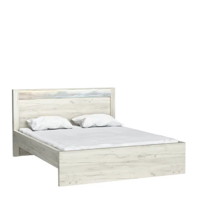 Doppelbett BESS – 160 x 200 cm, weißes Kraftpapier Eiche