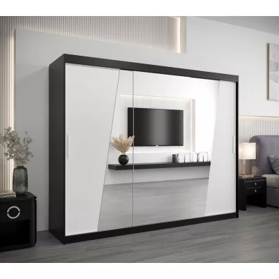 Schwebetürenschrank GABRIELA – Breite 250 cm, Schwarz/Weiß