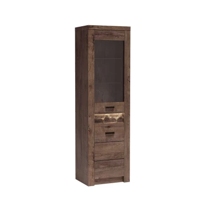 Schmale Vitrine BESS – Breite 56 cm, Dunkel-Esche
