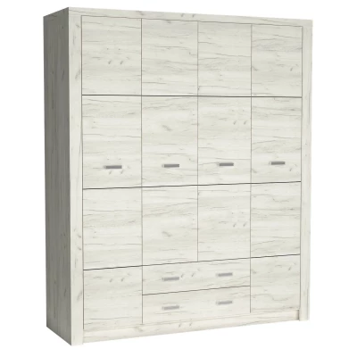 Geräumiger Kleiderschrank BESS – Breite 178 cm, weißes Kraft-Eichenholz