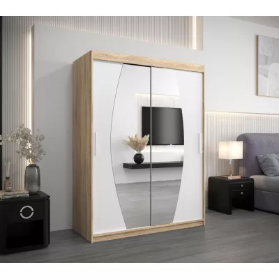 Kleiderschrank mit Spiegeln NIKOLA – Breite 150 cm, Sonoma-Eiche / Weiß