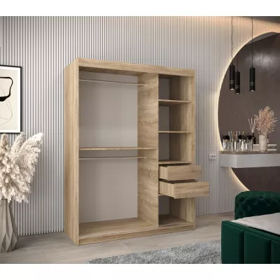 Kleiderschrank mit Spiegeln NIKOLA – Breite 150 cm, Sonoma-Eiche / Weiß