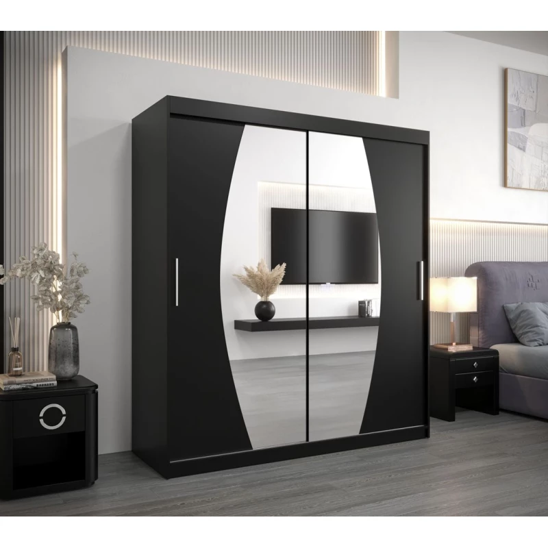 Schwebetürenschrank DITA – Breite 180 cm, Schwarz
