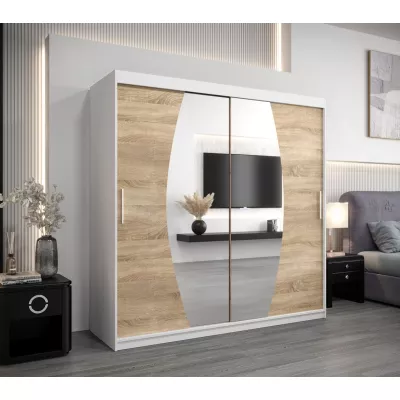 Kleiderschrank LILIANA – Breite 200 cm, weiß/Sonoma-Eiche