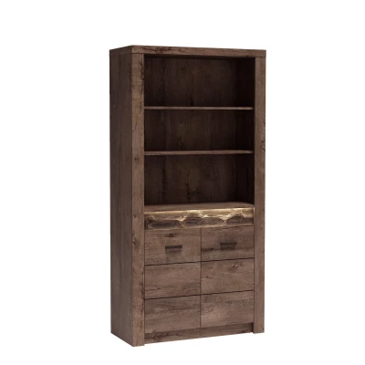 Zweitüriger Kleiderschrank mit offenen Regalen BESS – Breite 96 cm, Esche dunkel