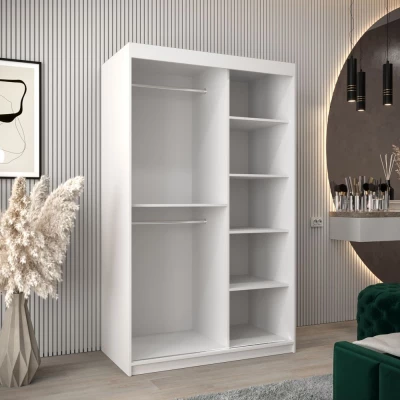 Kleiderschrank mit Spiegel KAMILA – Breite 120 cm, weiß/sonoma Eiche