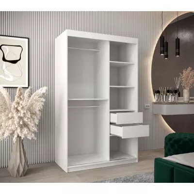 Kleiderschrank mit Spiegel KAMILA – Breite 120 cm, weiß/sonoma Eiche