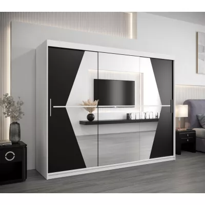 Kleiderschrank SAMANTA – Breite 250 cm, weiß / schwarz