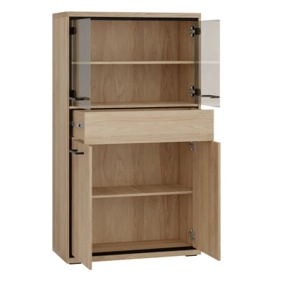 Kombivitrine GINETTE - Hickory Nussbaum / Eiche
