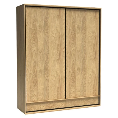 Kleiderschrank mit Schiebetüren GINETTE – Breite 178 cm, Hickory-Nussbaum