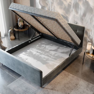Einzelbett mit Stauraum NESSIE 2 – 90x200, grün