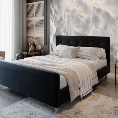 Einzelbett mit Stauraum NESSIE 2 – 90x200, schwarz