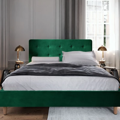 Einzelbett mit Stauraum NOOR – 90x200, grün