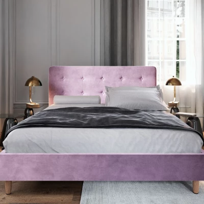 Einzelbett mit Stauraum NOOR – 90x200, rosa