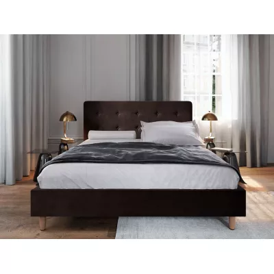 Einzelbett mit Stauraum NOOR – 90x200, dunkelbraun