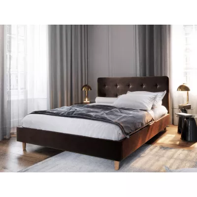 Einzelbett mit Stauraum NOOR – 90x200, dunkelbraun
