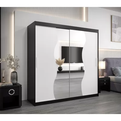 Kleiderschrank ROZALIE – Breite 200 cm, schwarz / weiß