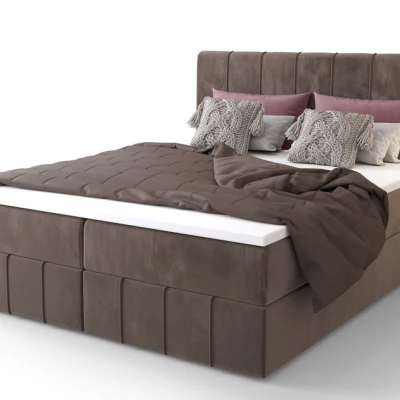 Boxspringbett mit Stauraum MADLEN COMFORT – 140x200, Milchschokolade