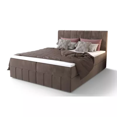 Boxspringbett mit Stauraum MADLEN COMFORT – 140x200, Milchschokolade