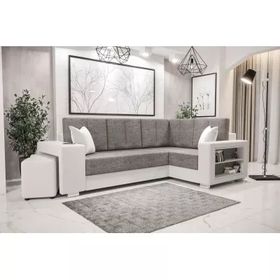 Bequeme Couchgarnitur mit Öko-Leder LORA – grau/weiß, rechts