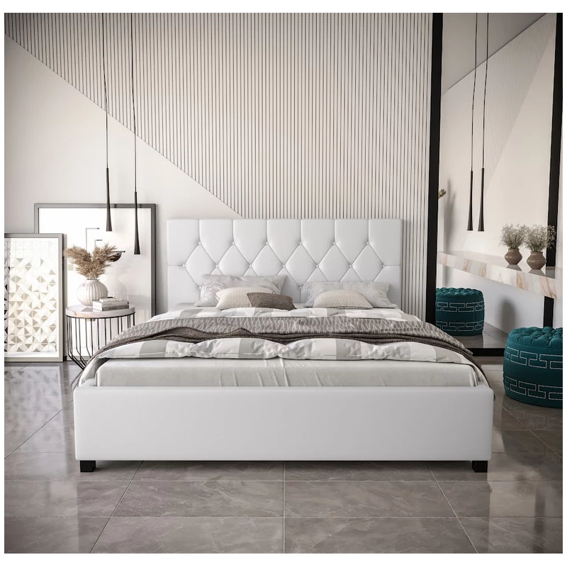 Ehebett mit Stauraum NARINE 2 – 180x200, weiß